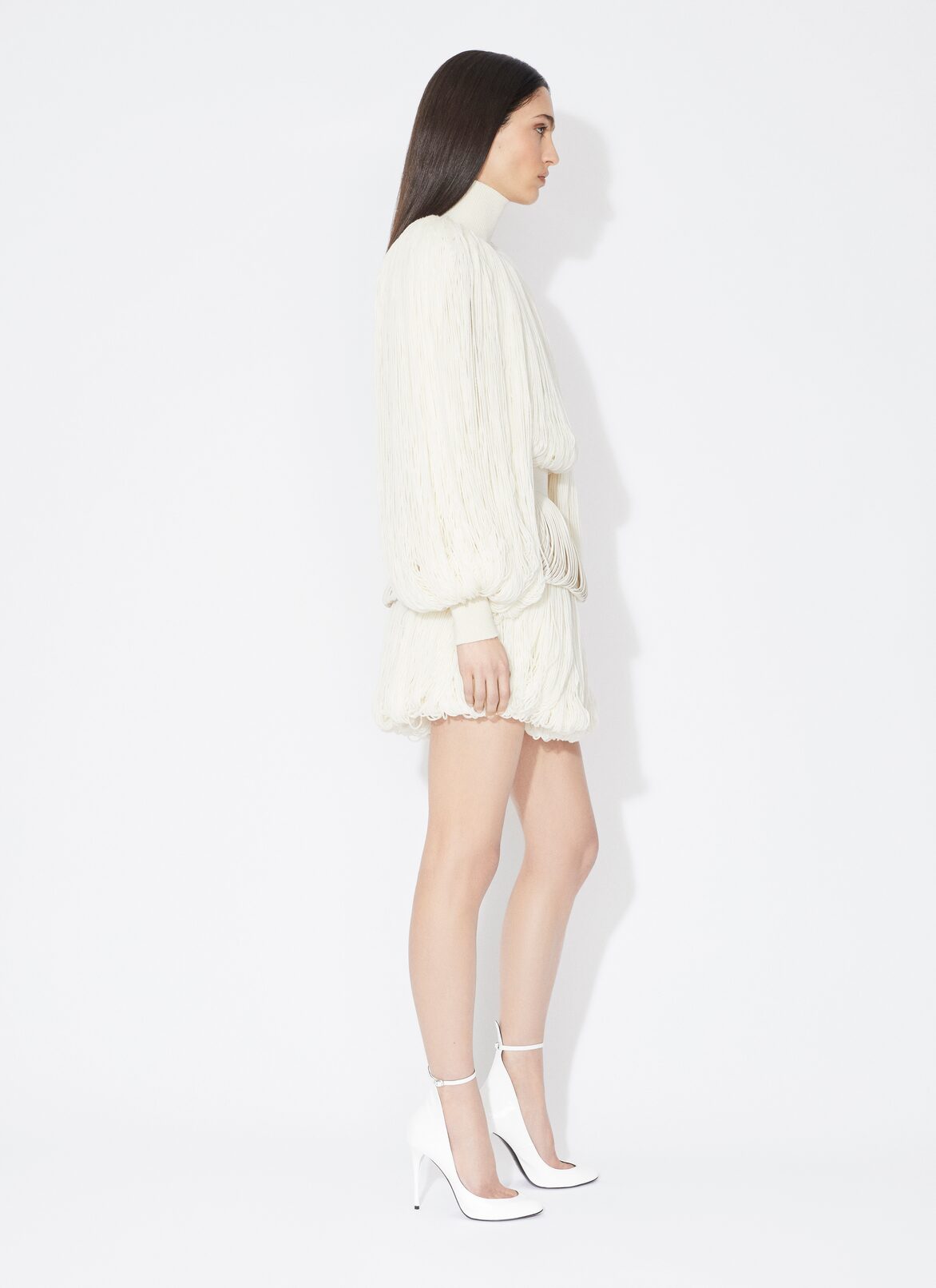 KNITTED FRINGES JUMPER ALAÏA OFF-WHITE KNITTED FRINGES JUMPER